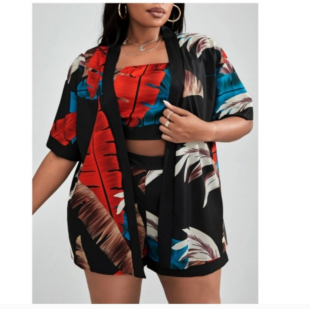 Tropical Print Two-Piece Set - Picture 1 of 3